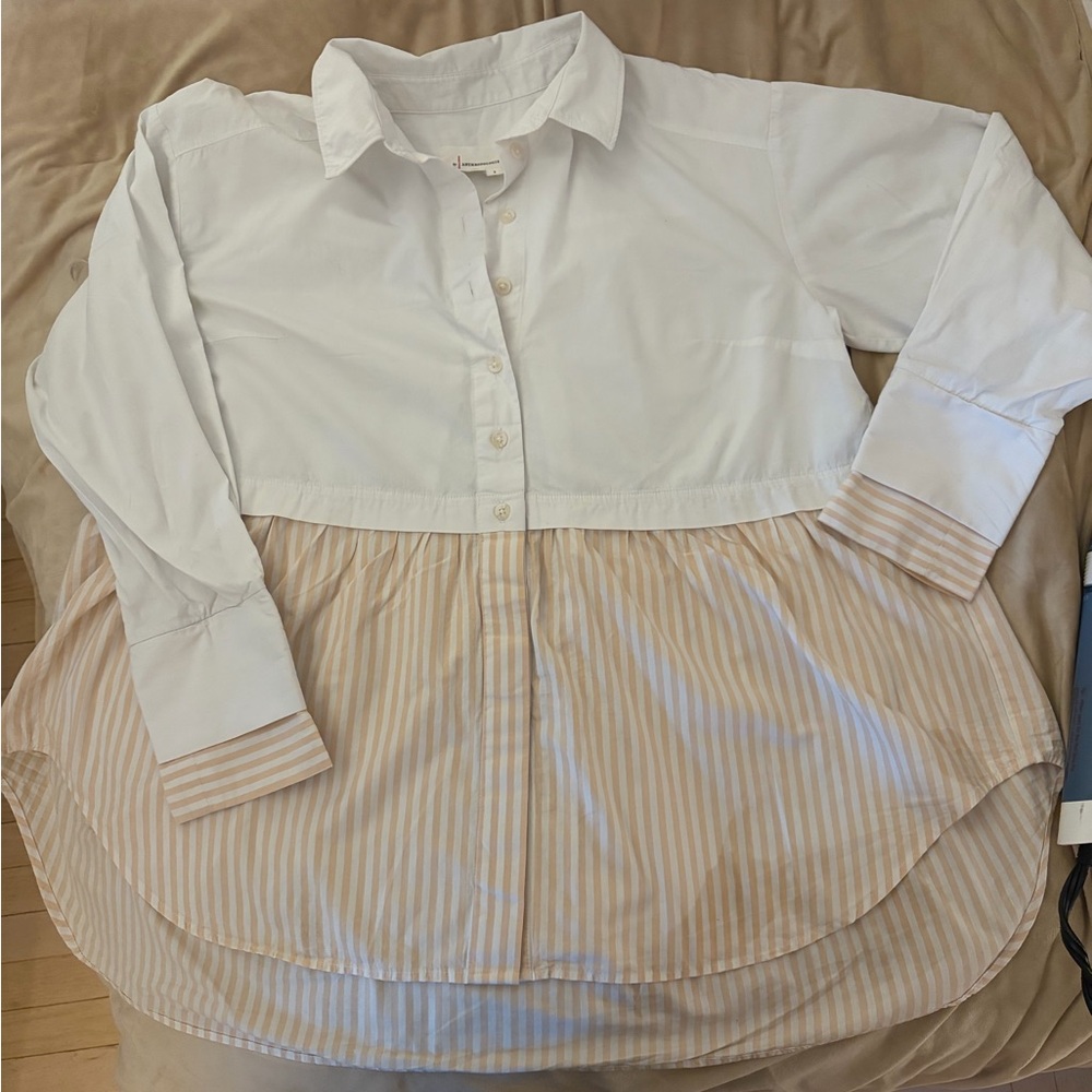 Anthropologie Cream Button-Up Shirt